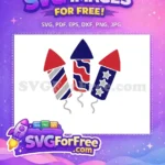 Free Patriotic Fireworks Rockets Free Red White and Blue Colors 4th of July Free SVG - Instant Download