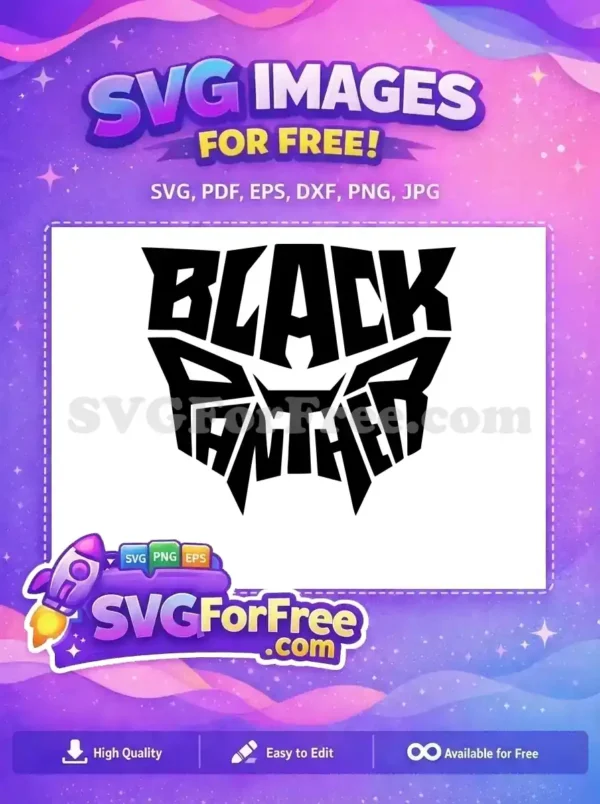 Free Black Panther logo SVG design, featuring bold, sharp typography forming a panther mask silhouette. Perfect for fans.
