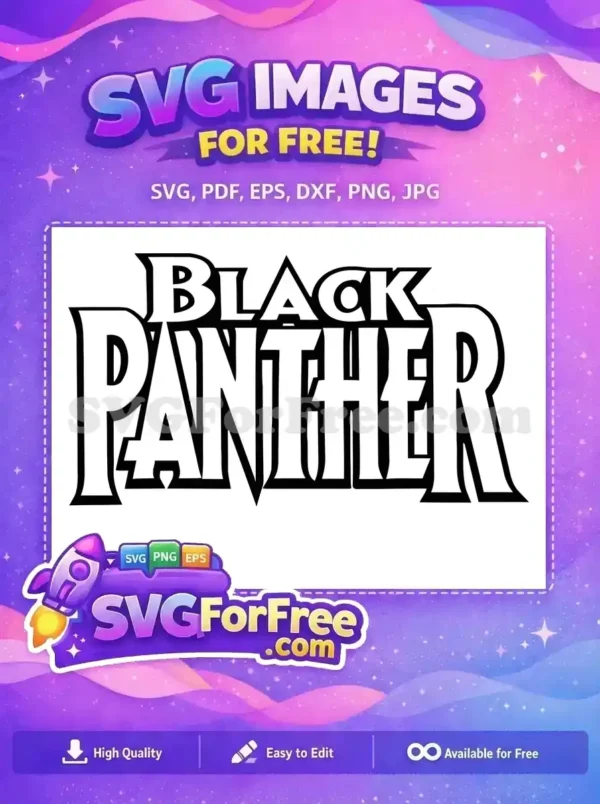 A compelling free Black Panther logo in black and white, featuring bold, stylized typography. This free design is perfect for fans.