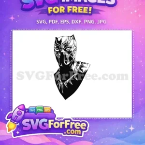 Free Black Panther Vector Art – Iconic Hero Design A free Black Panther bust SVG, featuring his iconic mask and vibranium necklace with intricate geometric details.