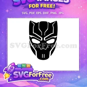 Free Black Panther Mask SVG Design – Iconic Hero Art! A free SVG of a striking black panther mask with sharp lines and iconic eyes, perfect for superhero-themed projects.