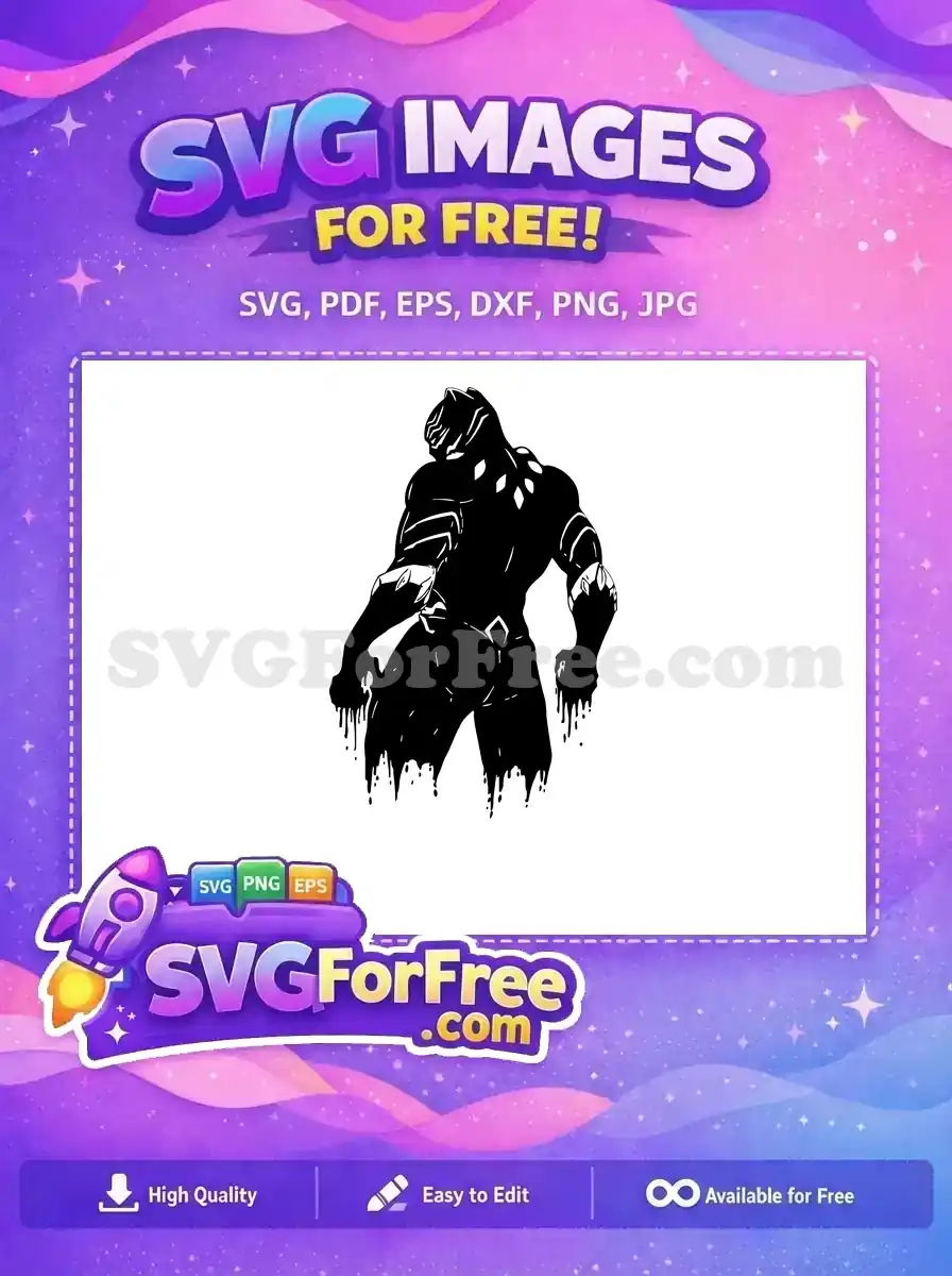 A free striking Black Panther-like silhouette, featuring a powerful stance and unique dripping effect. Ideal for fans.