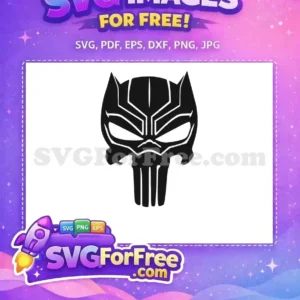 A striking free Black Panther Punisher skull mashup SVG design, perfect for superhero fans and craft projects.