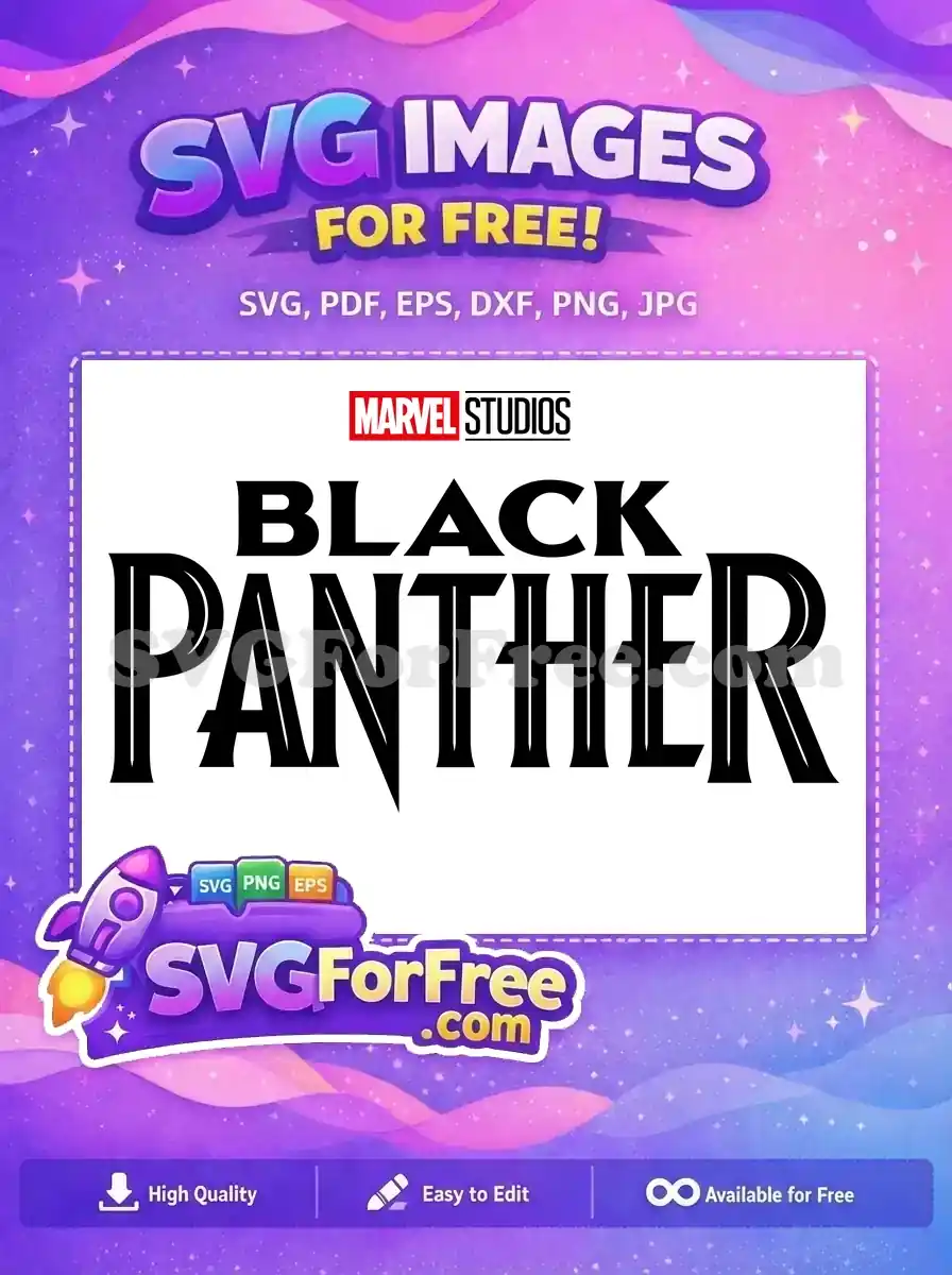 A powerful free Marvel Studios Black Panther logo SVG, perfect for fans and creators. Download this free design today!