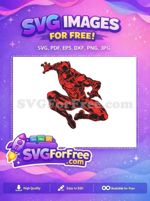A striking free Black Panther dynamic pose SVG, perfect for superhero fans and diverse crafting projects.