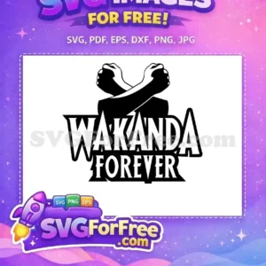Free Wakanda Forever Emblem: Powerful Fan Art Design Iconic free Wakanda Forever salute design with crossed arms and bold text. A versatile free SVG for fans.