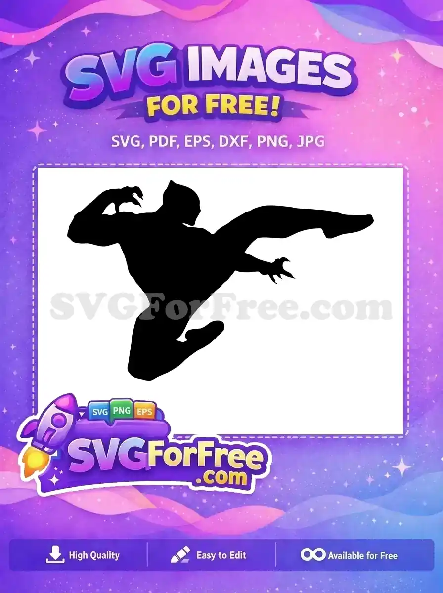 Dynamic free superhero silhouette in a powerful leaping pose with sharp claws, ready for action. An amazing free design.
