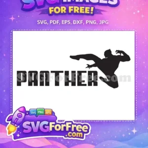 A bold free Panther SVG featuring a leaping superhero silhouette and strong typography. Download this powerful free design now!