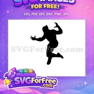 Free dynamic black silhouette of a powerful, clawed superhero or predator in an action pose, ready to pounce.
