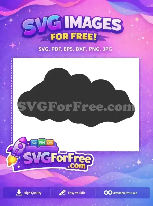 A free dark grey cloud shape, a versatile free SVG design ideal for weather icons, thought bubbles, or background elements.