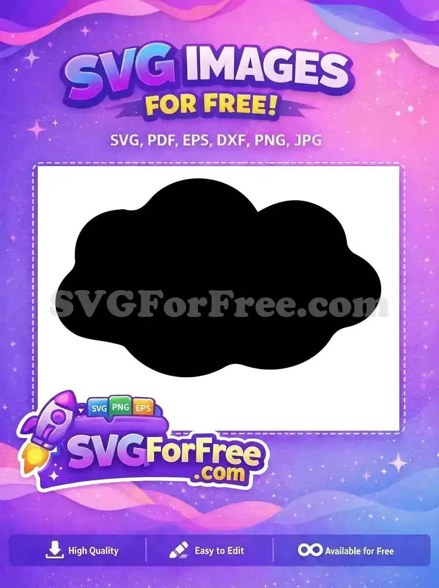 A free organic black cloud shape, a versatile design element available for instant download. This free graphic enhances projects.