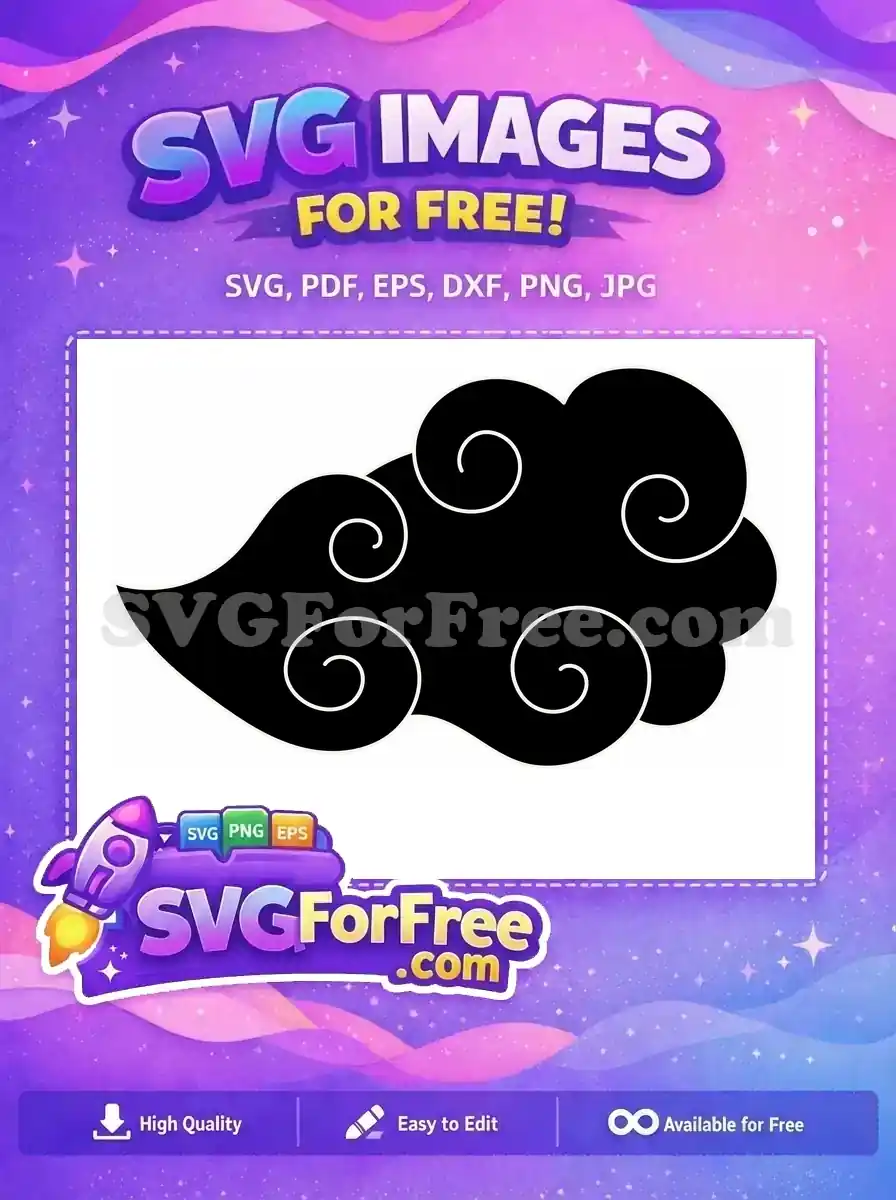 Discover this free, elegant Asian cloud SVG design, featuring beautiful swirling lines on a dark background. Perfect for free creative projects.