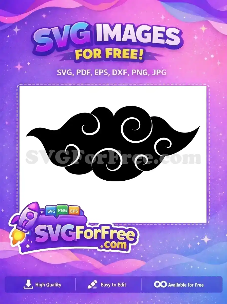 Download this free traditional Japanese cloud SVG design, a beautiful vector graphic for cultural projects. This free design is highly versatile.