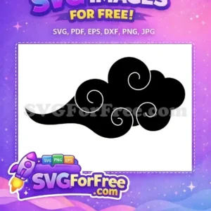 A free, stylish black cloud SVG with white swirling details, offering a dynamic and elegant design for creative projects.