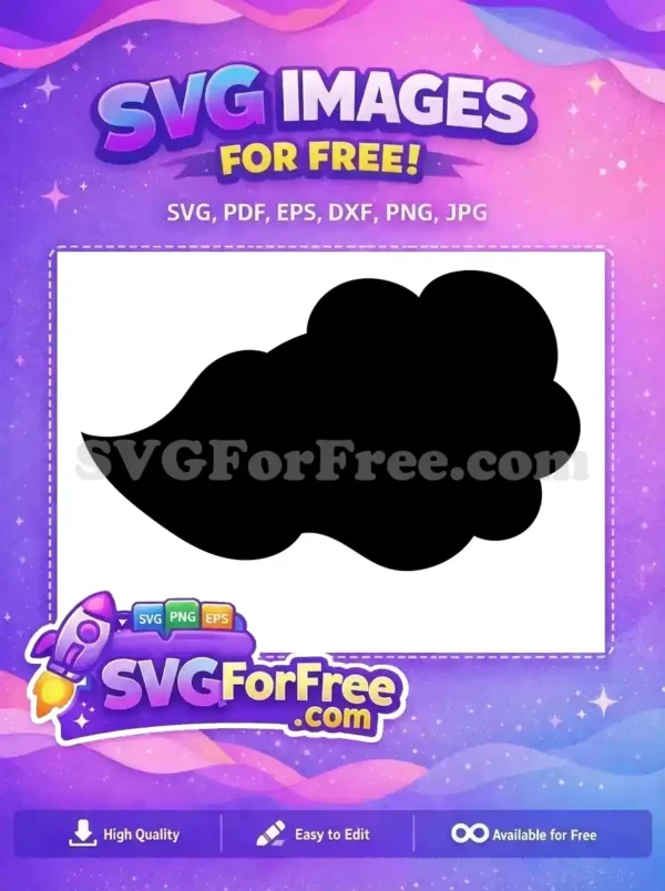 Free Abstract Wavy Cloud Shape SVG – Download Now! A flowing, organic black free SVG shape, ideal for creative projects like speech bubbles or abstract free designs.