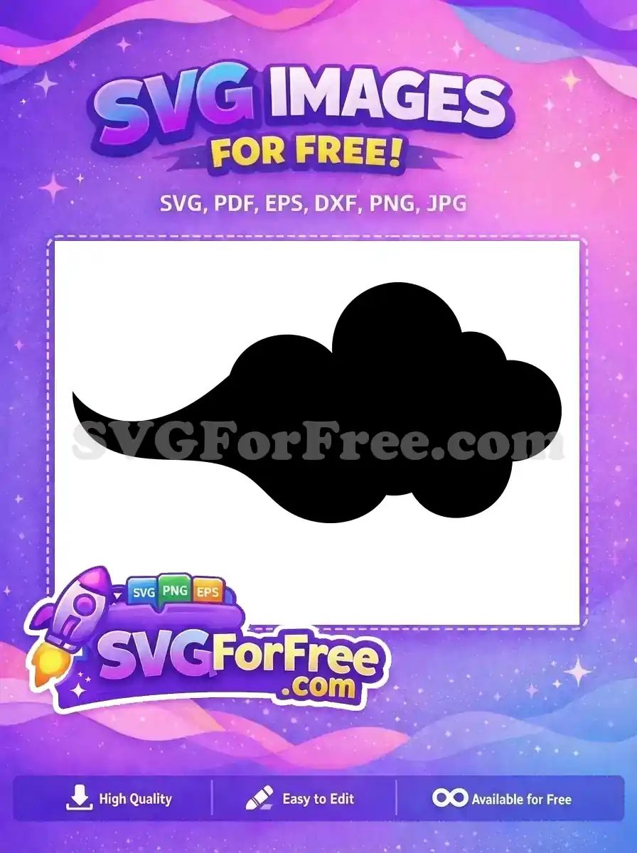 A free, elegant black cloud or smoke puff vector design, ideal for various projects. Download this free graphic easily.