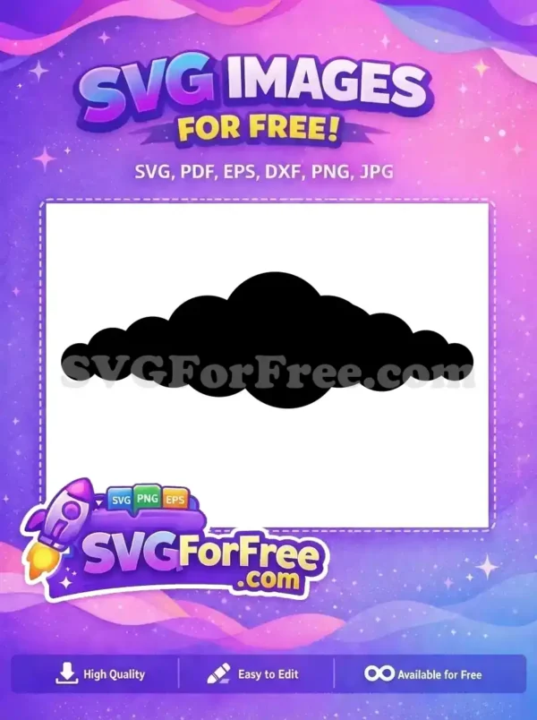 A minimalist black cloud silhouette, a free design offering versatile use for weather, sky, or decorative projects. Grab this free graphic!