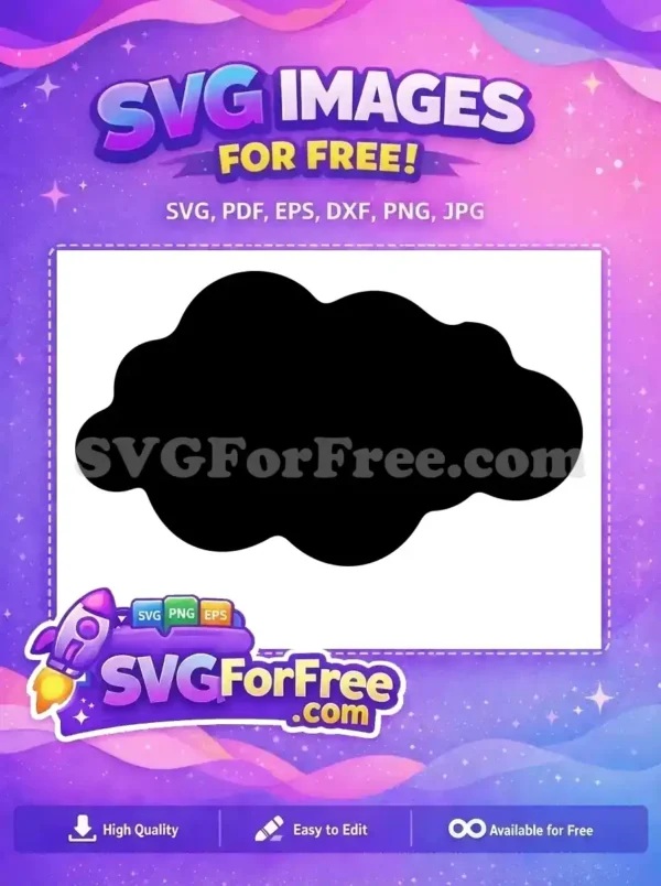 Free Organic Cloud Shape SVG – Creative Free Design A free design of a solid black, organic cloud or blob shape with smooth, rounded edges, perfect for various creative projects. Download this free SVG vector.