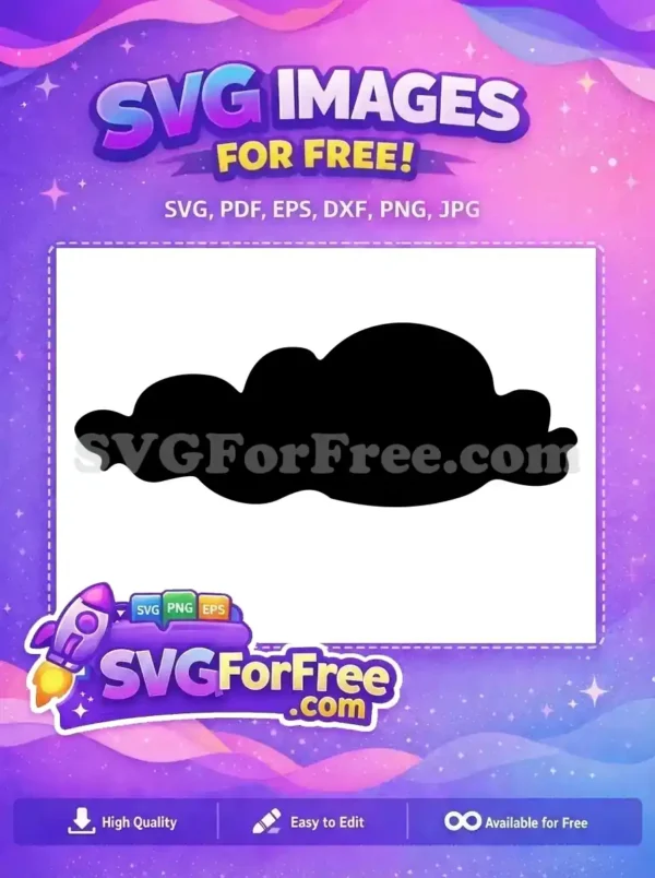 A simple, free black cloud design, ideal for weather graphics, nature themes, or decorative projects. Get this free vector now!
