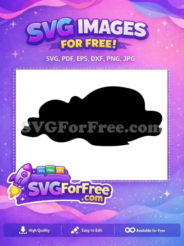 This free abstract black silhouette, featuring an organic cloud-like shape, is ideal for diverse creative projects.