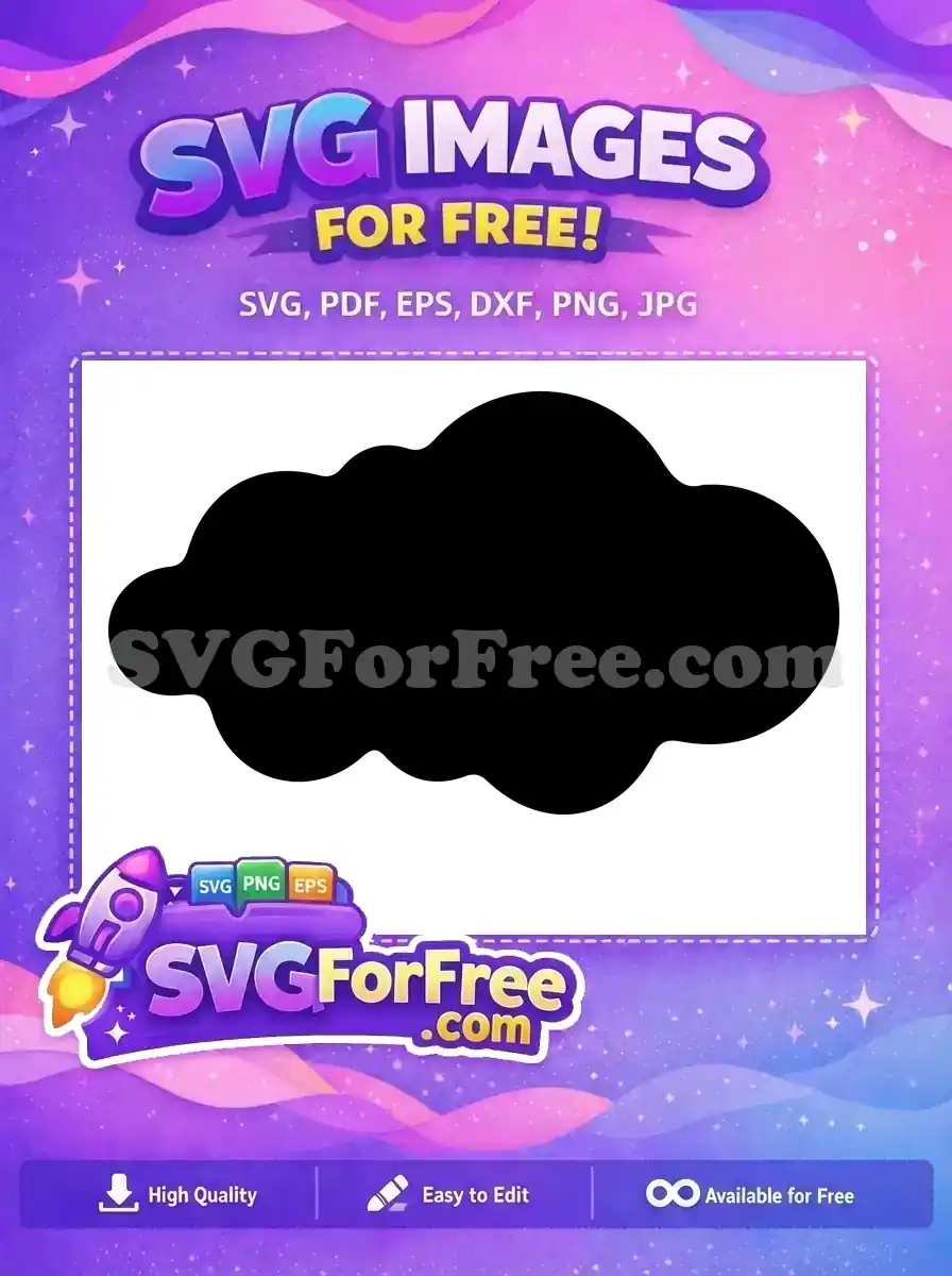 A free, minimalist black cloud shape SVG, ideal for diverse graphic design projects. This versatile vector is easily adaptable.