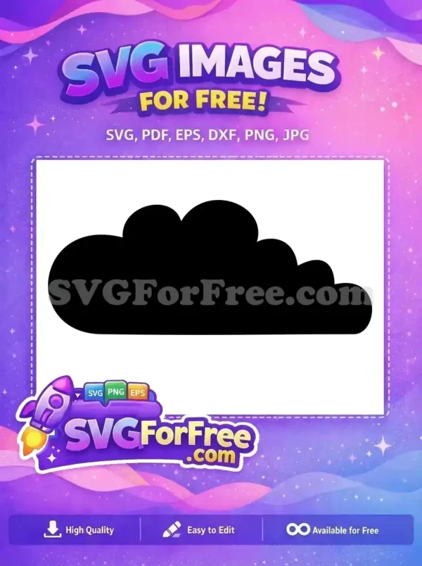 A minimalist black cloud silhouette, a fantastic free design for weather icons, nature themes, or creative projects. Free to download!