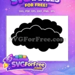 Free Black Silhouette Cloud Free Simple Layered Shape Weather Icon Free SVG - Instant Download