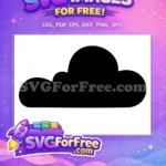 Free Black Puffy Cloud Silhouette Free Simple Cartoon Design Free SVG - Instant Download