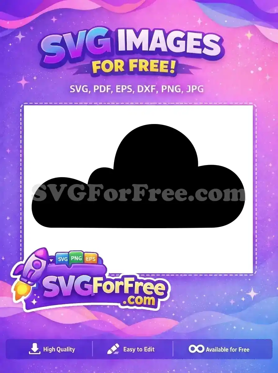 A free, simple, black silhouette of a cartoon-style cloud, perfect for various design applications. Get this free vector now!