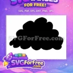 Free Black Silhouette Cloud Free Number 1 Design Graphic Free SVG - Instant Download