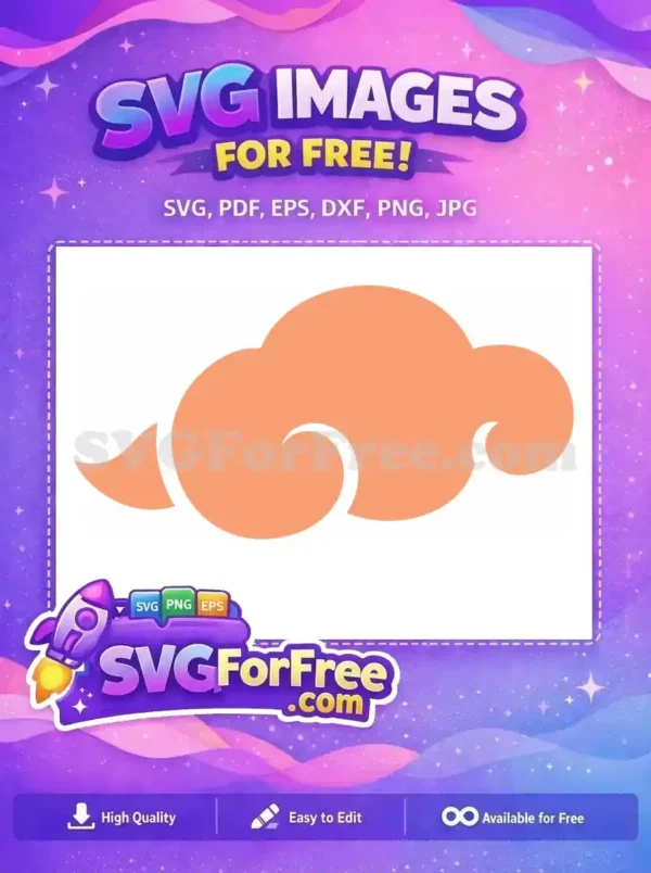 Free Asian Cloud Design: Elegant & Versatile Vector Art A charming free design of an orange, stylized Asian cloud on a black background, perfect for vector art projects.