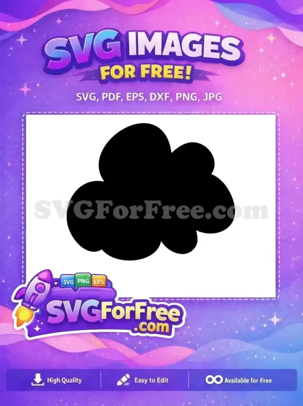 A simple, elegant black cloud silhouette, a free design offering endless creative possibilities for your projects.