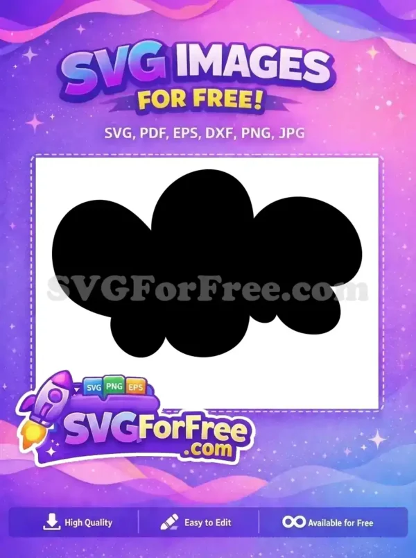 Free Cloud Shape SVG Design – Versatile & Creative Free Art A minimalist black cloud silhouette, a free design for various creative projects. Enhance your work with this free vector art.