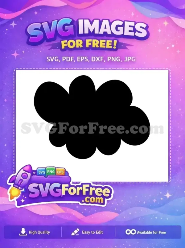A free, whimsical black cloud or speech bubble SVG design, ideal for creative projects and digital art. Enhance your designs!