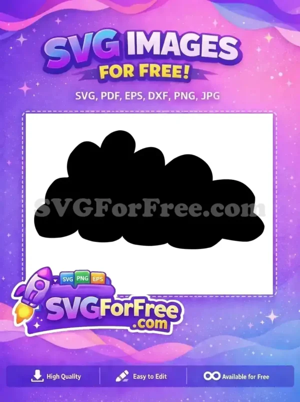 Free Organic Blob SVG: Versatile Design for All Your Projects A free, solid black, organic blob or cloud-like silhouette, perfect for diverse design applications. Instantly downloadable.