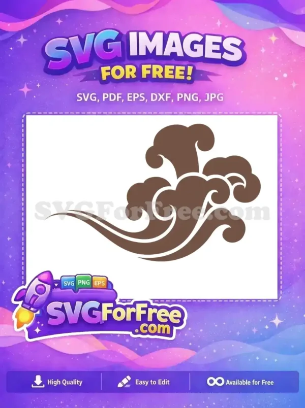 A free brown stylized wave or cloud design, offering versatile artistic flair for various digital and print projects. Download this free SVG now!