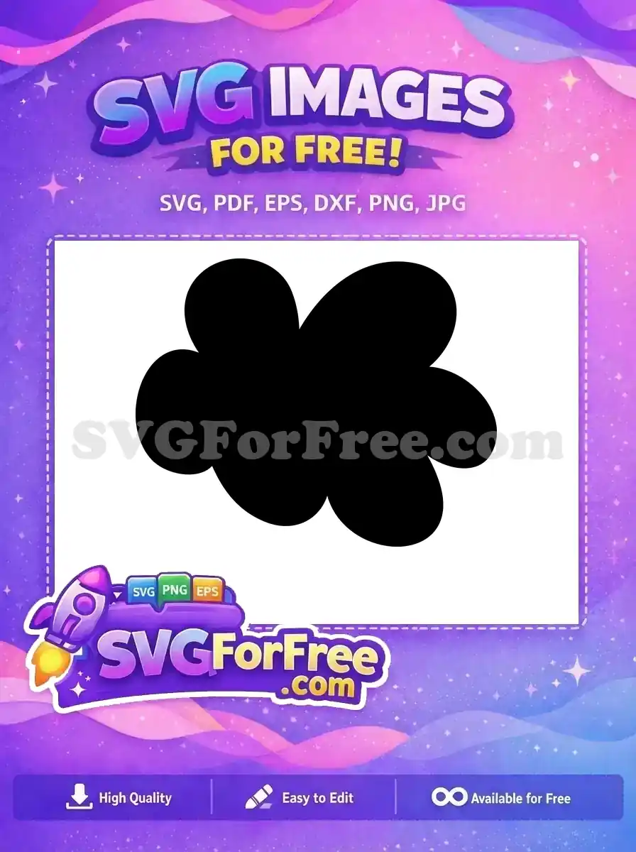 A free black irregular blob shape, resembling a cartoon cloud or a speech bubble, ideal for a free creative project.