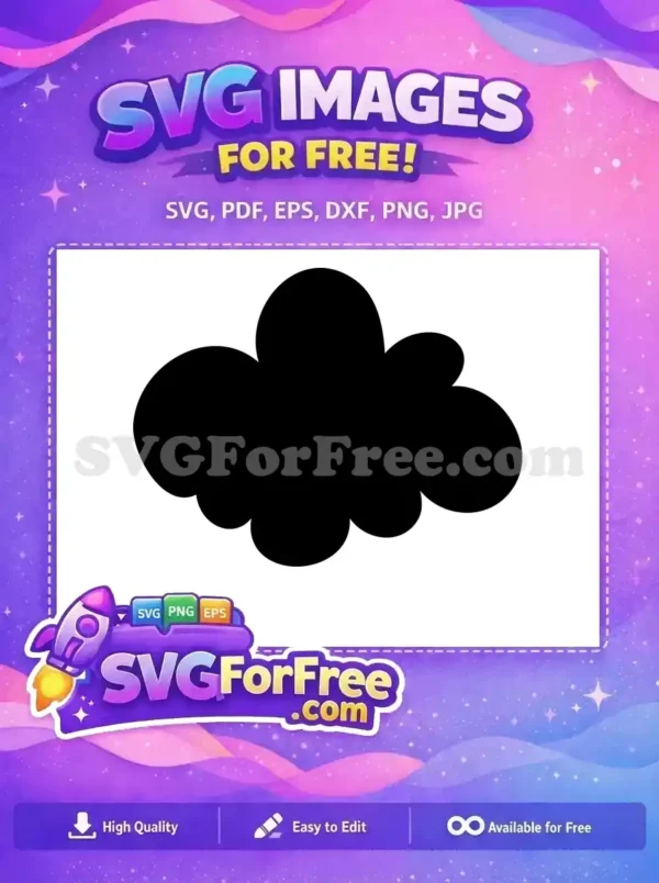 A free SVG black cloud silhouette, ideal for creative projects. This versatile design offers a clean, modern look.