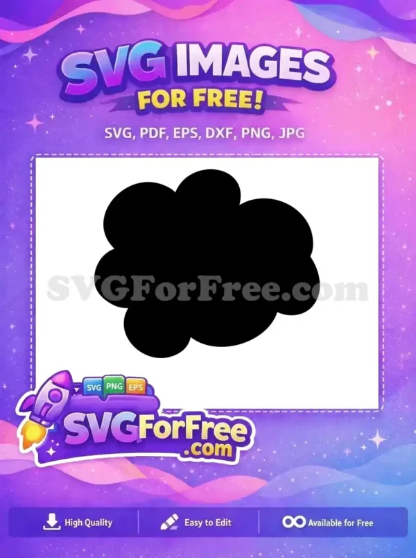 Free Cloud Shape SVG Design – Simple & Versatile Graphic A free black cloud-like SVG design, featuring a smooth, organic, blob shape, ideal for various creative projects.