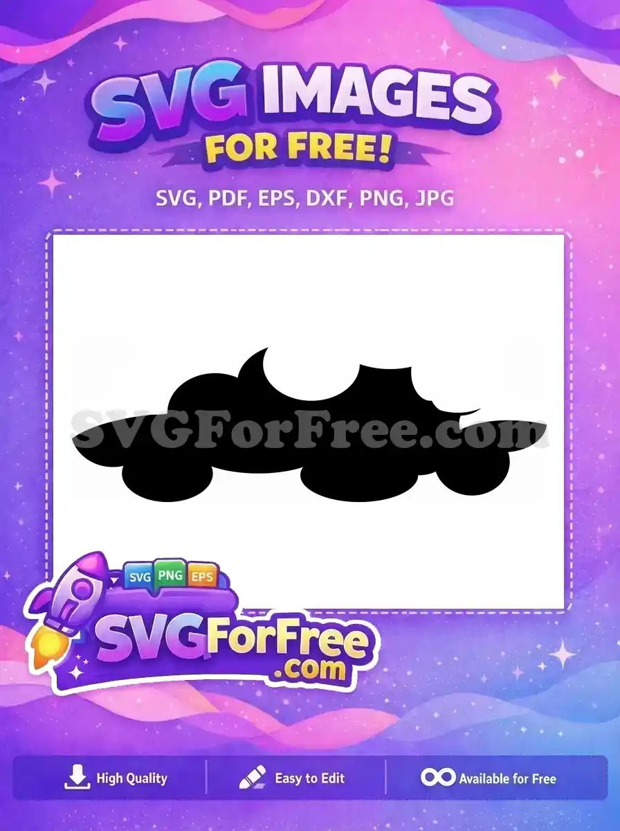 A crisp, clean free cloud shape SVG, ideal for various design uses. This free vector is easily customizable for any project.