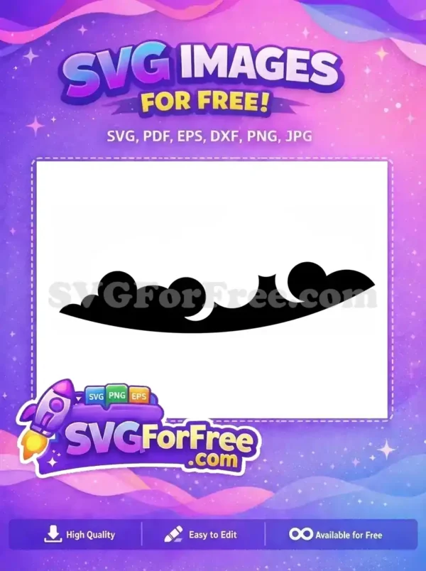 A free flowing white cloud or smoke border design on black, perfect for creative projects. This free SVG is ideal for craft use.