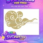 Free Ornamental Golden Cloud Free Japanese Style Swirls Art Free SVG - Instant Download