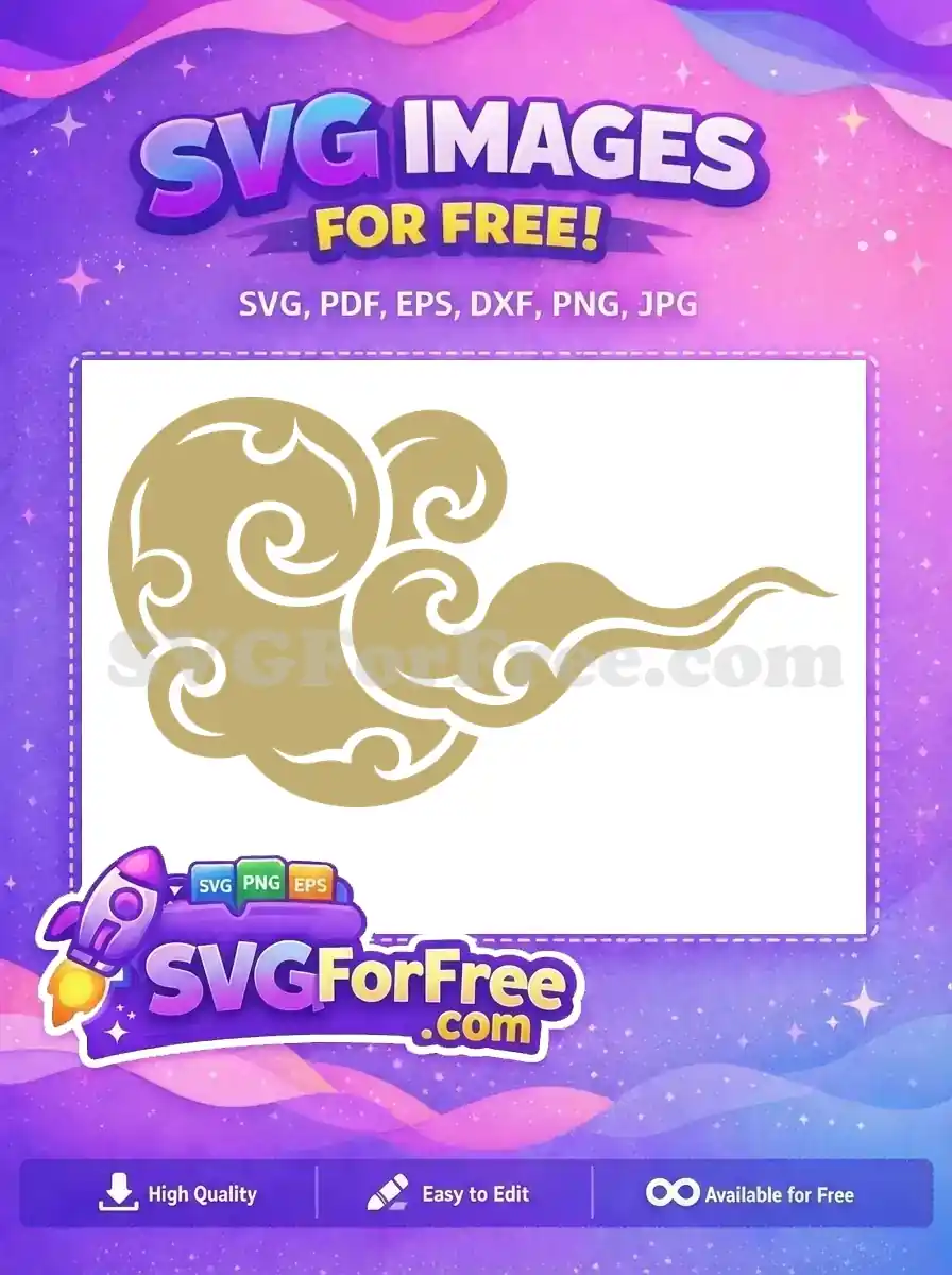 A free design featuring a beautiful, flowing golden oriental cloud motif, ideal for diverse creative projects. Download this free vector now!
