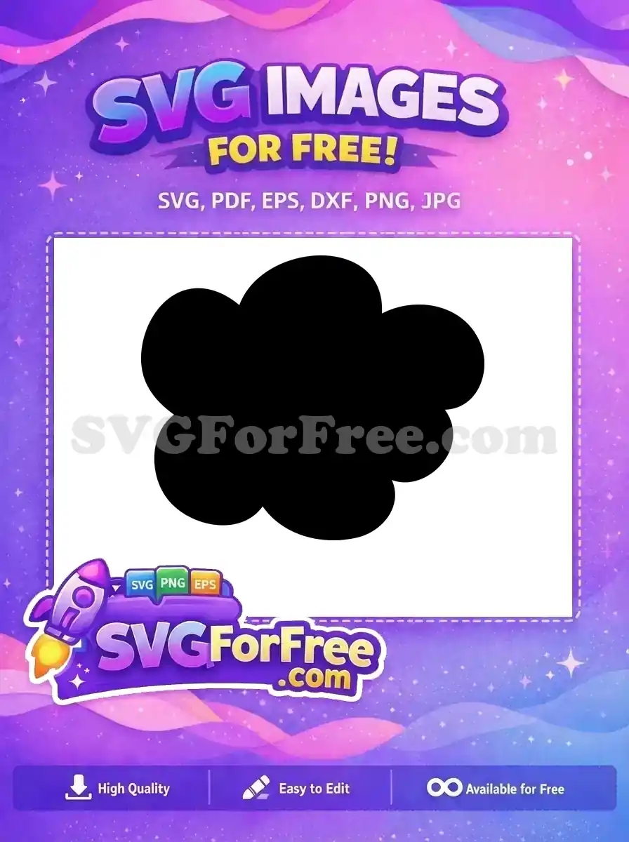 Free black cloud-like shape SVG, perfect for speech bubbles or decorative elements. A versatile free design.