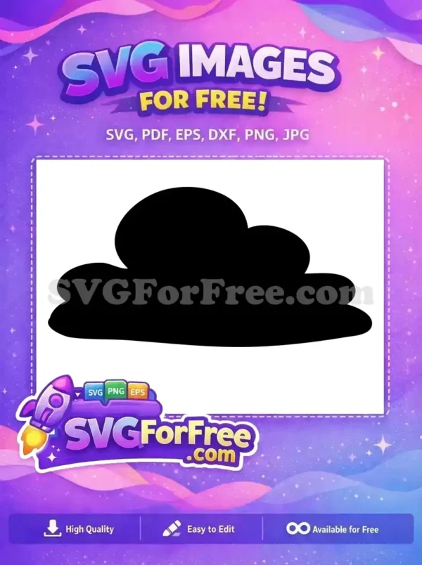 Black silhouette of a free stylized cloud, a simple and clean vector graphic ideal for digital crafts.