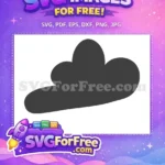 Free Black Silhouette Free Puffy Cartoon Cloud Weather Design Free SVG - Instant Download
