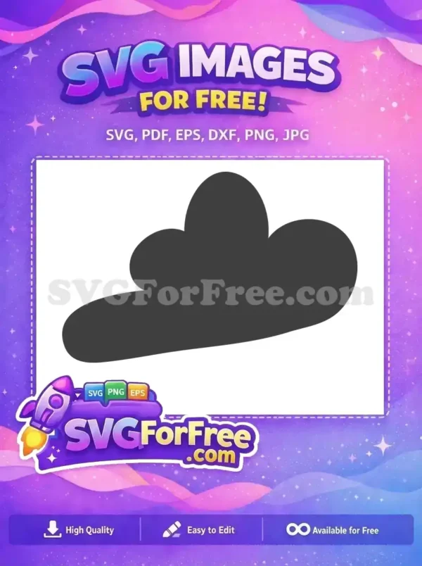 Free dark grey stylized cloud SVG, a simple, organic shape perfect for icons, backgrounds, or decorative elements.