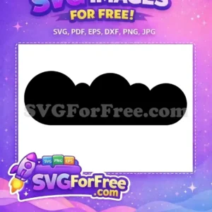 A free, solid black, stylized cloud or bush silhouette with rounded edges and smooth, organic bumps, ideal for crafting.
