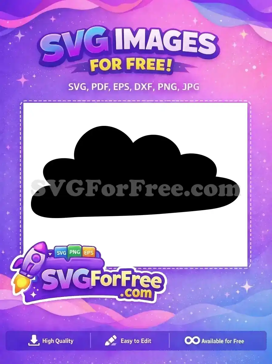 A simple, free black cloud silhouette, offering a versatile design for weather, nature, or whimsical projects.