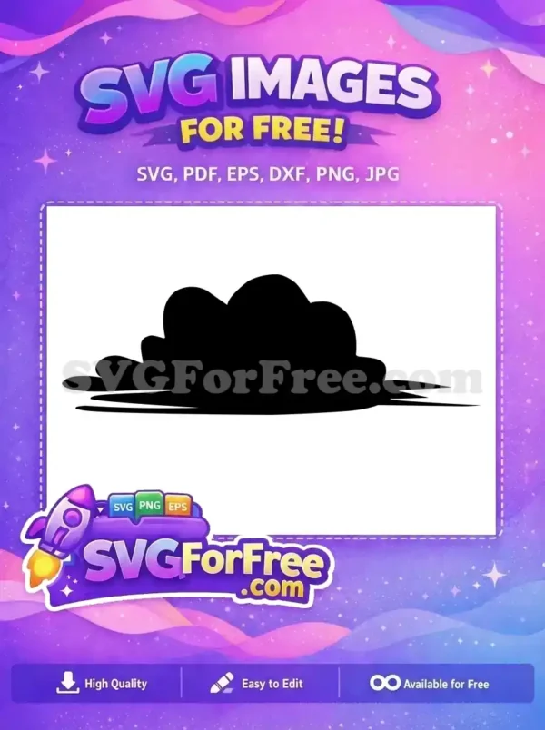 A free abstract black silhouette SVG, resembling a stylized, organic cloud or bush with a dynamic, wavy base.